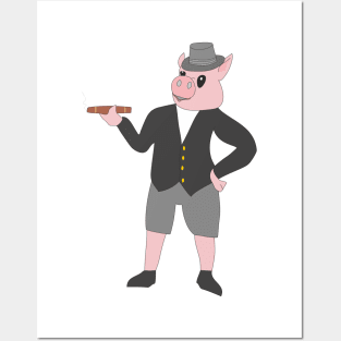 Pig with a cigar Posters and Art